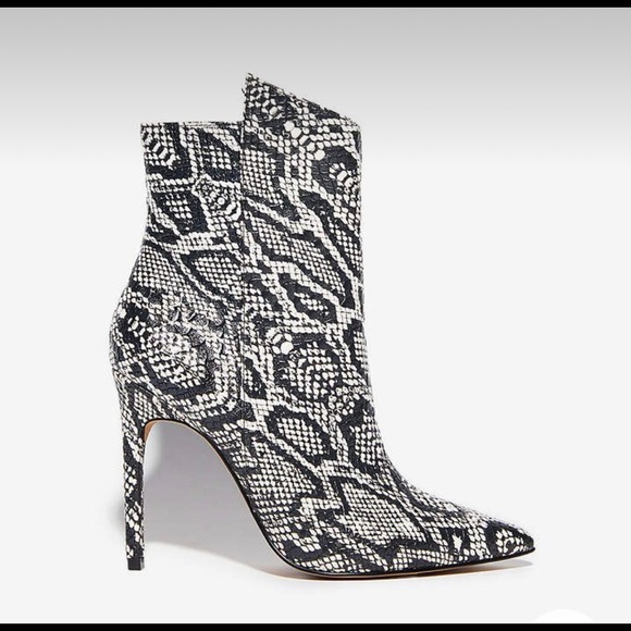 Express Shoes - Express Snake Skin Print Thin Heels Booties Size 10